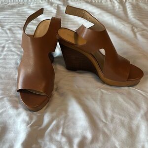 Michael Kors Brown Wedge Wooden Josephine Heels